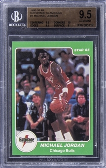 1985-86 Star "Gatorade Slam Dunk" #7 Michael Jordan Rookie Card – BGS GEM MINT 9.5